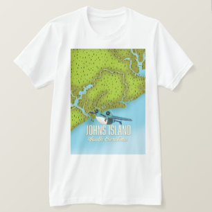 Camiseta Johns Island, Carolina do Sul, mapa dos EUA.