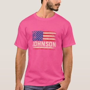 Camiseta Johnson Sobrenome Shirt Johnson Name American Flag