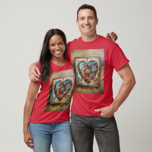 Camiseta Jóias e Coração de Vidro Colorido Série Steampunk