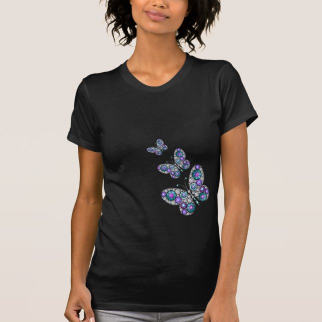 Camiseta Joias Rhinestone Butterfly Topo (Frente)