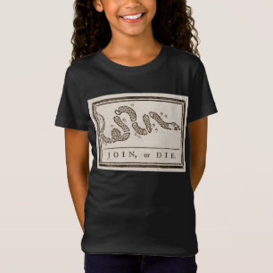 Camiseta Join ou Die Rattlesnake: Cartoon Benjamin Franklin