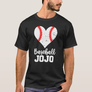 Camiseta Jojo de beisebol Coração de beisebol Vovó Jojo