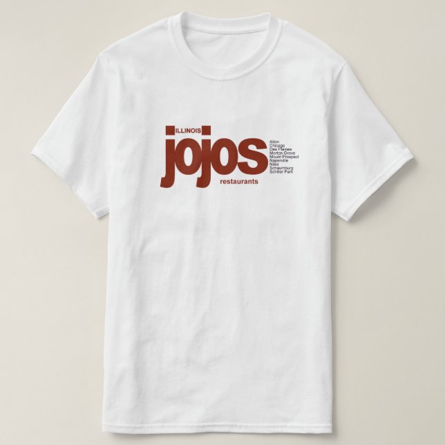 Camiseta Jojos Restaurantes em Illinois (Frente do Design)