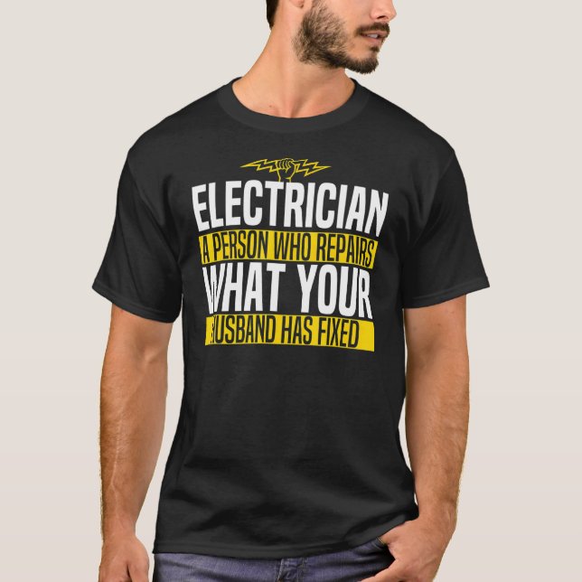 Camiseta Jokes Electrician Husband Memes (Frente)