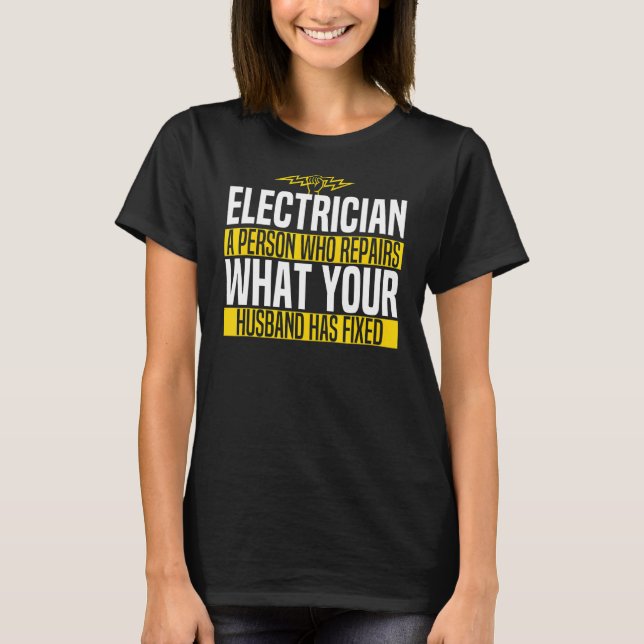 Camiseta Jokes Electrician Husband Memes (Frente)