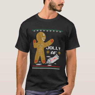Camiseta Jolly Af Gingerbird Man Body Builder Febre Christm