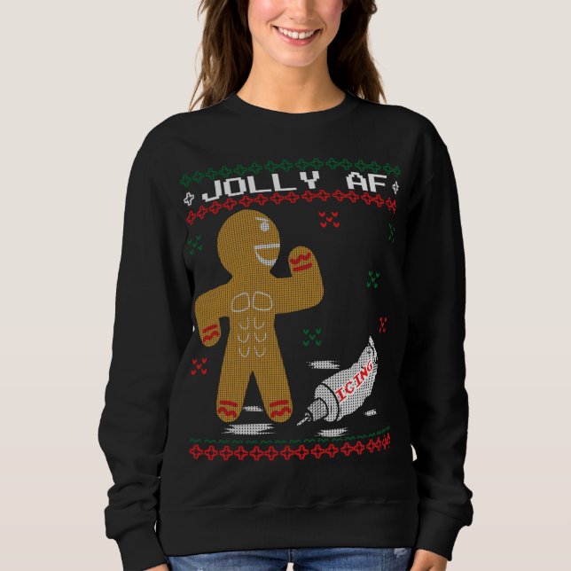 Camiseta Jolly AF Gingerbird Man Body Builder feio (Frente)
