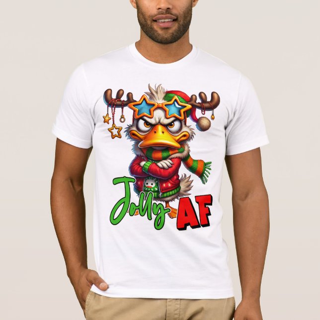 Camiseta Jolly AF - Natal Sarcástico e Grumpy Duck (Frente)