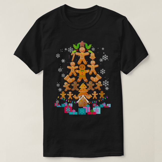 Camiseta Jolly Gingerbread Christmas Tree Tee Gingerbread D (Frente do Design)