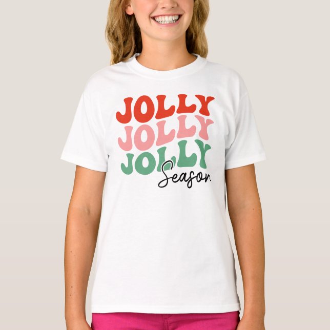Camiseta Jolly Jolly Jolly Season Retro Holiday Typografia (Frente)