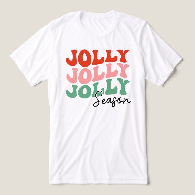 Camiseta Jolly Jolly Jolly Season Retro Holiday Typografia (Design frontal)