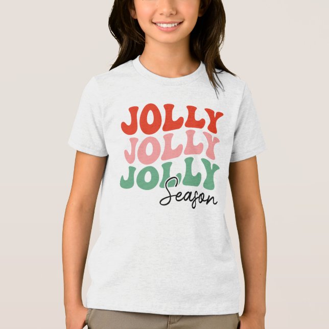 Camiseta Jolly Jolly Jolly Season Retro Holiday Typografia (Frente)