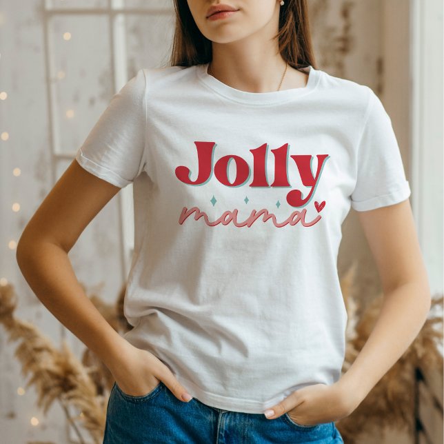 Camiseta Jolly Mama Heart Retro Christmas (Criador carregado)