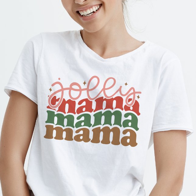 Camiseta Jolly Mama Retro Groovy Feriados de Natal (Jolly Mama Retro Groovy Christmas Holidays T-Shirt)