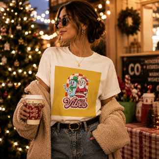 Camiseta Jolly Santa e Vibrações de Boneco de Neve