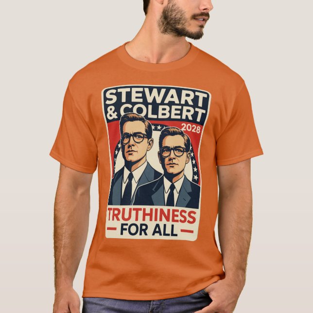 Camiseta Jon Stewart & Stephen Colbert 2028 Verdade para  (Frente)