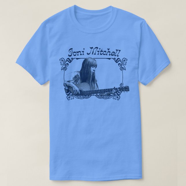 Camiseta Joni Mitchell Retro Estilo 1970s Design de Arte do (Frente do Design)