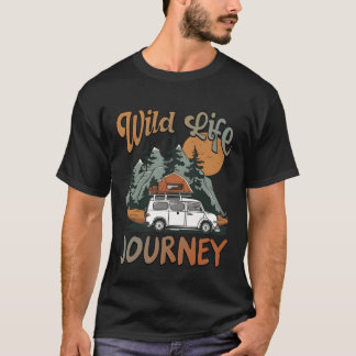 Camiseta Jornada retro da vida selvagem de acampamento