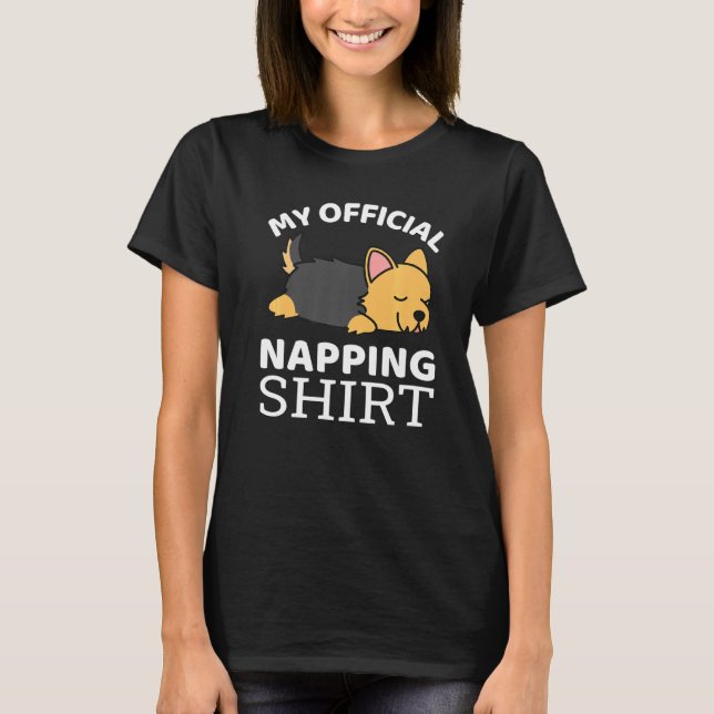 Camiseta Jornal Napping Yorkshire Terrier Dog (Frente)