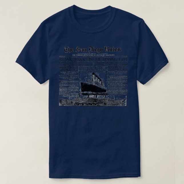 Camiseta Jornal TITANIC 1912 (Frente do Design)