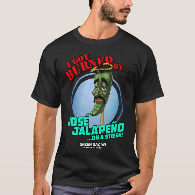 Camiseta Jose Jalapeno Em Uma Baía Verde De Pau WI 2023 (Frente)
