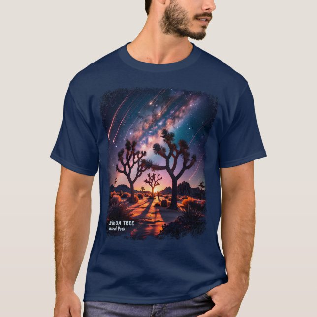Camiseta Joshua Tree National Park Milky Way Meteor Shower (Frente)