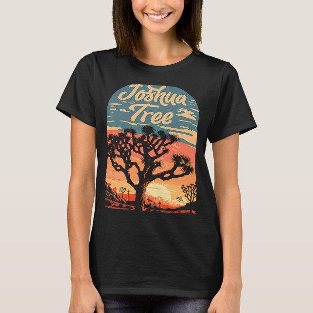 Camiseta Joshua Tree Sunset Retro Classic National Park 80s (Frente)