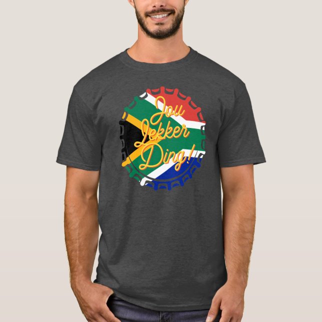 Camiseta Jou Lekker Ding Bottle Boné Afrikaans Sul-Africano (Frente)