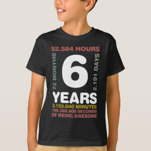 Camiseta Jovem 6 Anos 72 Meses Aniversário