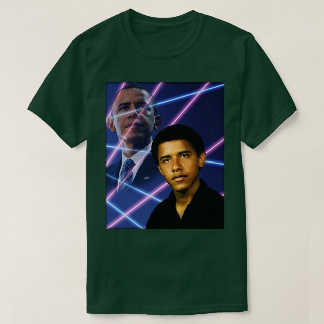 Camiseta Jovem Barack Obama, Laser de Imagem na Escola (Frente do Design)