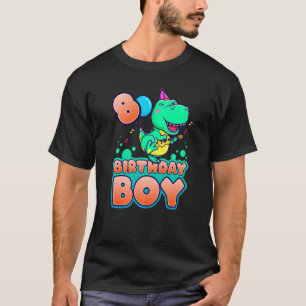 Camiseta Jovem De Aniversário De 8 Anos Dinossauro Com Viol