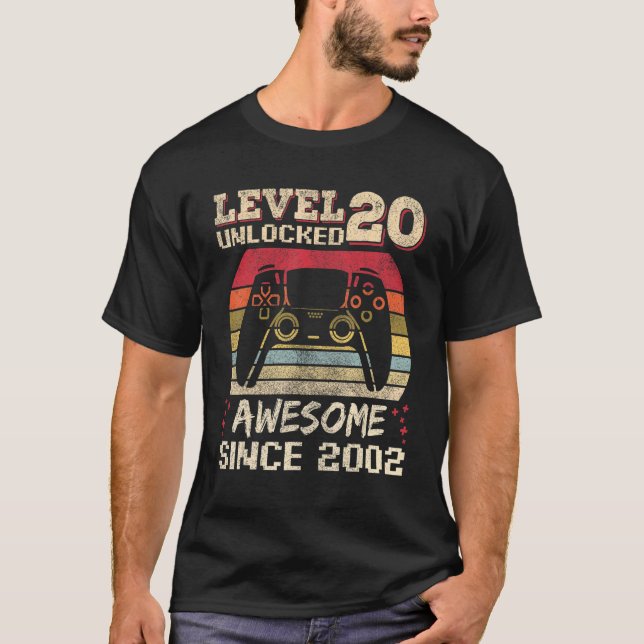 Camiseta Jovem Jogador de 20 Anos Aniversário Nível 20 Desb (Frente)