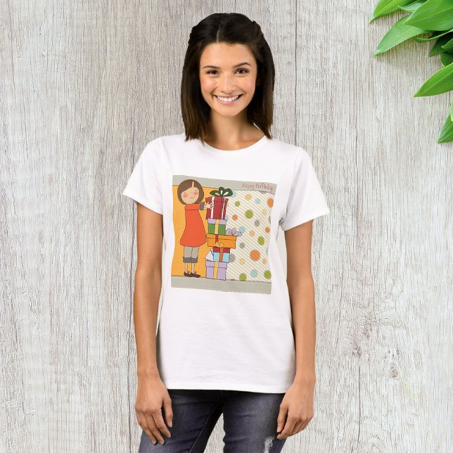 Camiseta Jovem Menina Feliz Aniversário (Criador carregado)