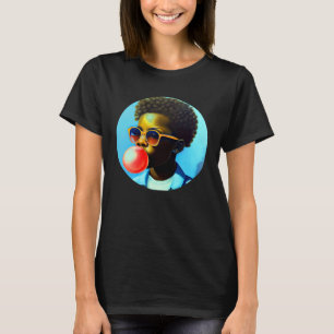 Camiseta Jovem Menino Negro Alegria Chiclete Africano Melan