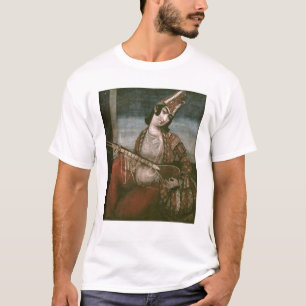 Camiseta Jovem mulher que joga uma guitarra