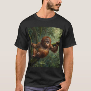 Camiseta Jovem Orangutan em uma Floresta Chuva