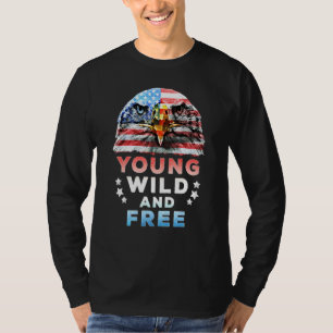 Camiseta Jovem Patriótico Americano Livre E Selvagem 4 De J