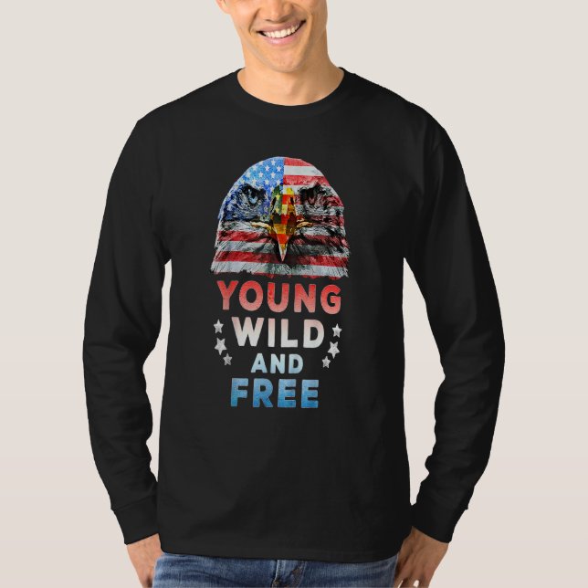Camiseta Jovem Patriótico Americano Livre E Selvagem 4 De J (Frente)