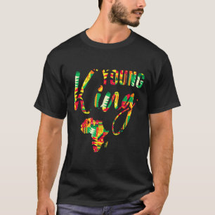 Camiseta Jovem Rei Africano Mapa Africano Kente Meninos Hom