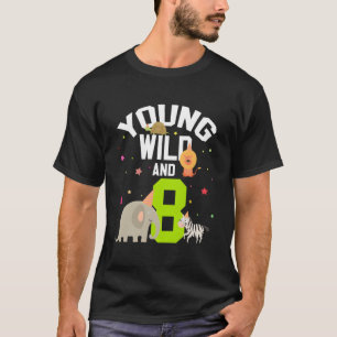 Camiseta Jovem Selvagem E 8 Aniversário do Zoológico Animal