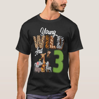 Camiseta Jovem Selvagem E Jardim Zoológico aniversário de 3