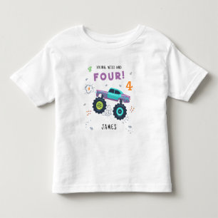 Camiseta Jovem Selvagem e Quatro 4º Aniversário Carro Monst