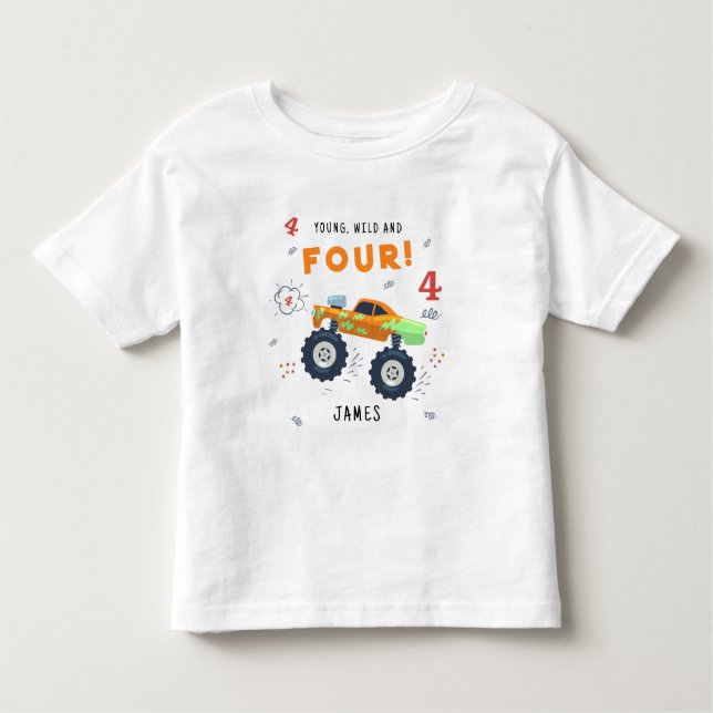 Camiseta Jovem Selvagem E Quatro 4º Aniversário Crianças Ca (Frente)