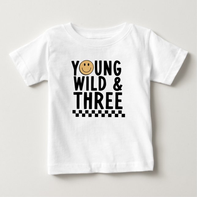 Camiseta Jovem selvagem e três aniversário de 3 anos (Frente)