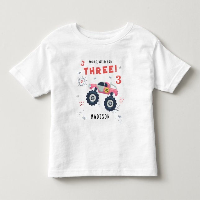 Camiseta Jovem Selvagem E Três Aniversário De 3 Anos Crianç (Frente)