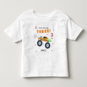 Camiseta Jovem Selvagem E Três Carro Monstro Para Crianças 