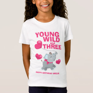 Camiseta Jovem Selvagem e Três Pink Aniversário de 3 anos