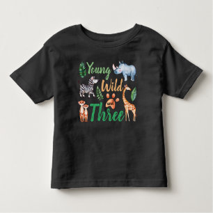 Camiseta Jovem selvagem e três Safari Animal aniversário de