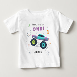 Camiseta Jovem Selvagem E Um 1º Aniversário Crianças Carro 