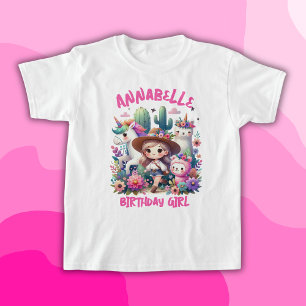 Camiseta Jovem Selvagem Safari Meninas Rosa Monograma Nome